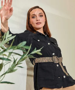 Chaqueta Estilo Camisa Safari De Lino Giulia E Tu