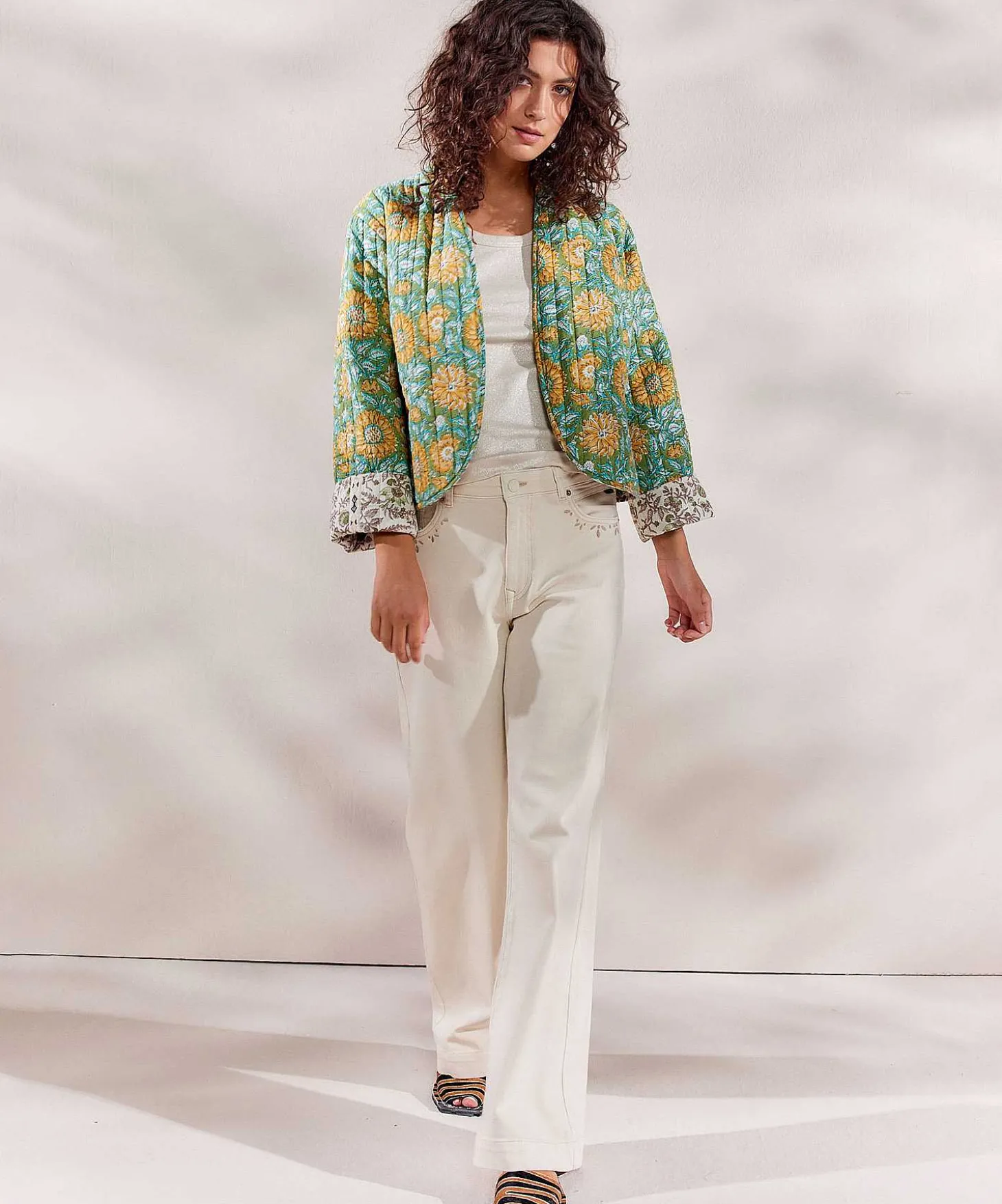 Chaqueta Tipo Kimono Reversible Summum Patchwork Indio