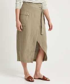 Falda Cruzada Estilo Cargo De Lino Giulia E Tu