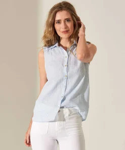Giulia E Tu Blusa Sin Mangas Lino Rayas
