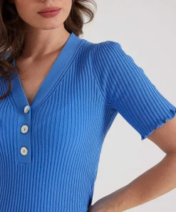 Jersey * De Punto Acanalado Con Cuello En V