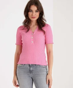 Jersey * De Punto Acanalado Con Cuello En V