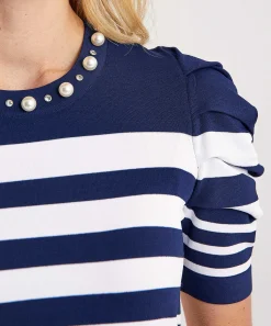 Jersey De Rayas Con Perlas De Liu Jo