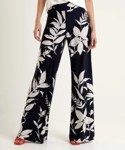 Joseph Ribkoff Pantalones Anchos Con Estampado De Hojas