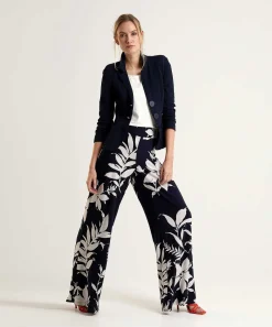 Joseph Ribkoff Pantalones Anchos Con Estampado De Hojas