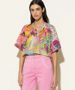 Luisa Cerano Blusa Estampado Flores Tropicales