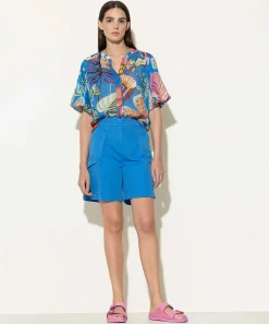 Luisa Cerano Blusa Estampado Flores Tropicales