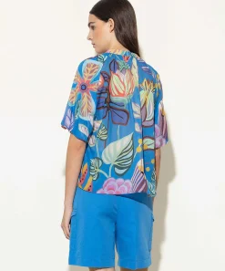 Luisa Cerano Blusa Estampado Flores Tropicales