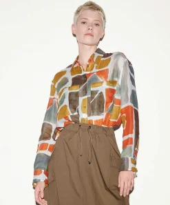 Luisa Cerano Blusa Ramio Estampado Grafico