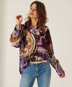 Luisa Cerano Blusa Voile Estampado Flores