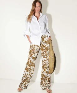 Luisa Cerano Pantalon Palazzo Estampado Hojas