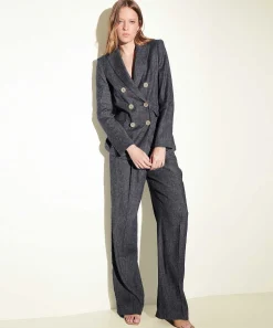 Luisa Cerano Pantalones Anchos De Mezcla De Lino Look Denim