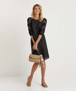 Luisa Cerano Vestido Ramio Manga Crochet