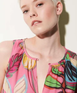 Luisa Cerano Vestido Sin Mangas Estampado Flores Tropicales