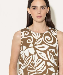 Luisa Cerano Vestido Sin Mangas Estampado Hojas