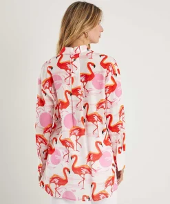 Marc Cain Blusa Larga De Voile De Algodon Flamenco