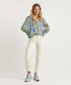 Marc Cain Blusa Voile Estampado Hojas Multicolor