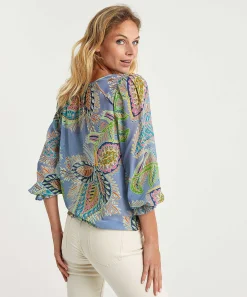 Marc Cain Blusa Voile Estampado Hojas Multicolor