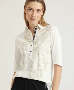 Marc Cain Sports Polo Jersey De Canale Estampado Panther