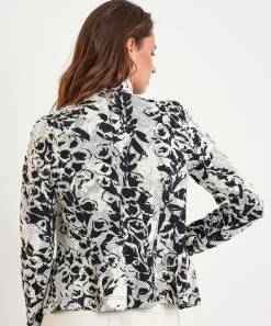 Ml Colecciones Estructura Blazer Flores Negro Blanco