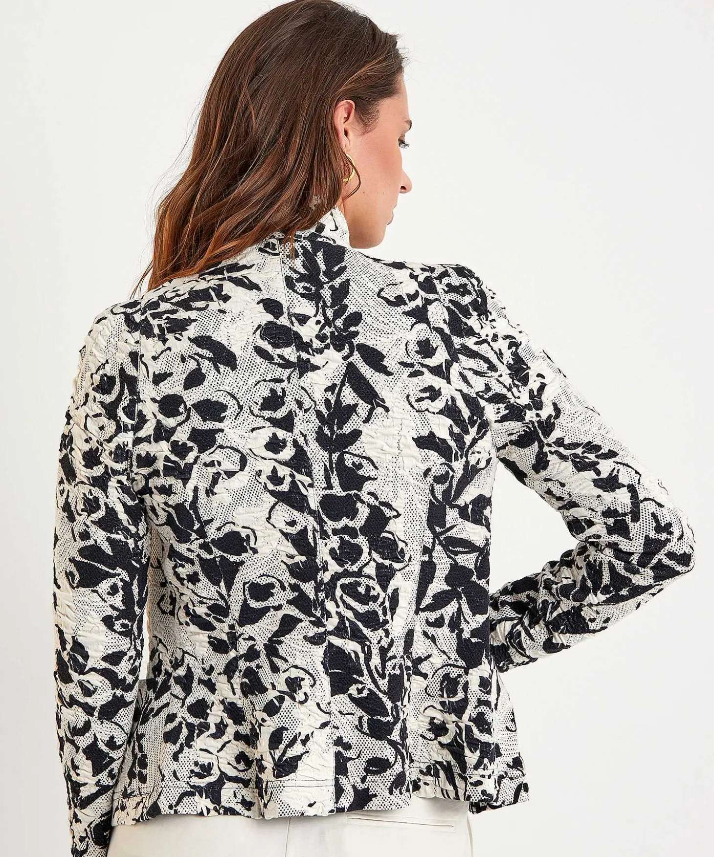 Ml Colecciones Estructura Blazer Flores Negro Blanco