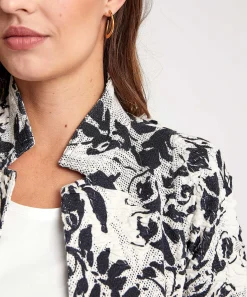 Ml Colecciones Estructura Blazer Flores Negro Blanco