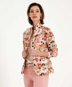 Ml Collections Blazer Seersucker Estampado De Rosas
