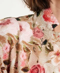 Ml Collections Blazer Seersucker Estampado De Rosas