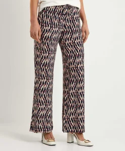 No Man'S Land Pantalones Palazzo Cenidos Con Estampado Borroso