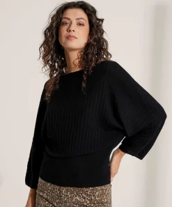 No Man'S Land Sueter De Canale Manga Murcielago Lana Merino