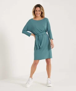 No Man'S Land Vestido Cenido Cinturon Crepe