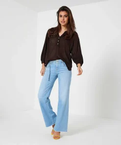 Oui Jersey Top Botones De Punto Fino