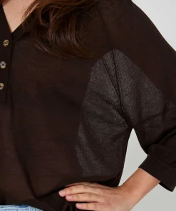 Oui Jersey Top Botones De Punto Fino