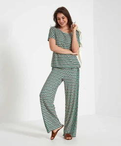 Oui Slinky Pantalones Anchos Con Estampado Retro