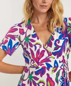 Oui Slinky Vestido Cruzado Flor Grande