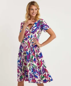 Oui Slinky Vestido Cruzado Flor Grande