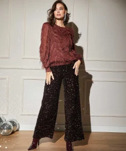 Pantalon Ancho Summum Terciopelo Lentejuelas