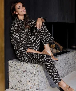 Pantalon Giulia E Tu Acampanado En Jacquard Grafico