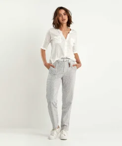 Pantalon Paperbag Moscu Con Rayas Margarita