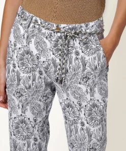 Pantalon Rosner Mezcla De Lino Flores Mayo