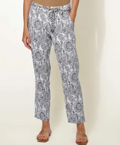 Pantalon Rosner Mezcla De Lino Flores Mayo