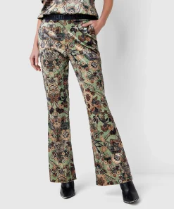 Pantalon Summum Acampanado Terciopelo Flor