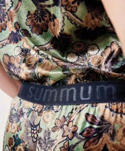 Pantalon Summum Acampanado Terciopelo Flor