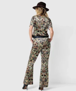Pantalon Summum Acampanado Terciopelo Flor