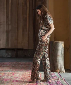 Pantalon Summum Acampanado Terciopelo Flor