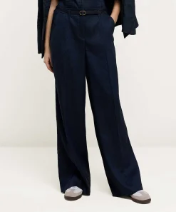 Pantalones Anchos De Mezcla De Lino Summum Look Denim