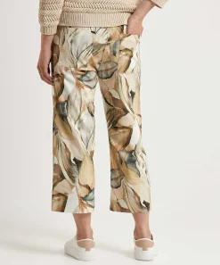 Pantalones Toni Capri Pierna Ancha Pia Con Estampado De Hojas