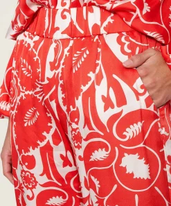 Rosner Pantalones Palazzo Sedosos Estampado De Hojas Mayo