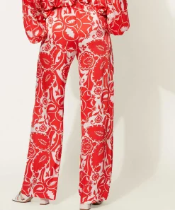 Rosner Pantalones Palazzo Sedosos Estampado De Hojas Mayo
