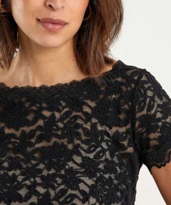 Top Rosemunde De Encaje Con Cuello Barco